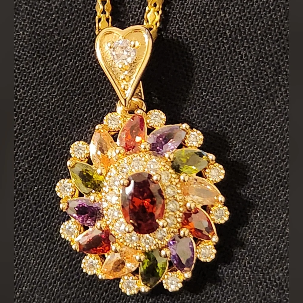 New Rainbow Color Diamond Necklace - Picture 1 of 4